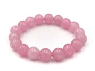 LUCKYSTONE หินสีนำโชค สีชมพูโรสควอตซ์ ขนาด 10 มม. สร้อยข้อมือหินแท้ by siamonlineshop
