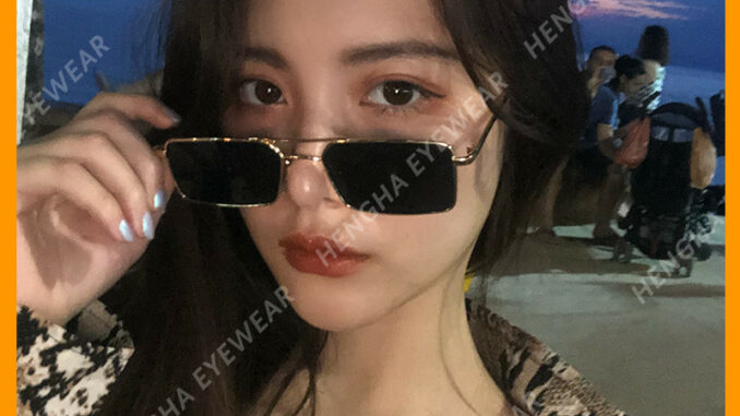 【HENGHA】COD Ulzzang แว่นกันแดดเกาหลีสำหรับผู้หญิงแว่นกันแดดทรงสี่เหลี่ยมผืนผ้าสไตล์เรโทรสำหรับผู้หญิง