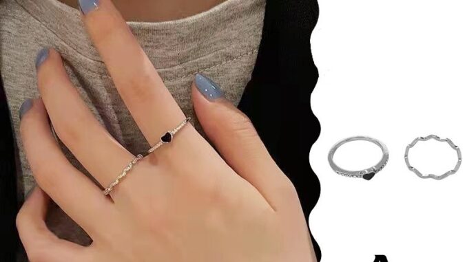 A HELLO GIRL เครื่องประดับแหวนนิ้วมือรูปหัวใจสไตล์เกาหลีสําหรับผู้หญิง 2 ชิ้น