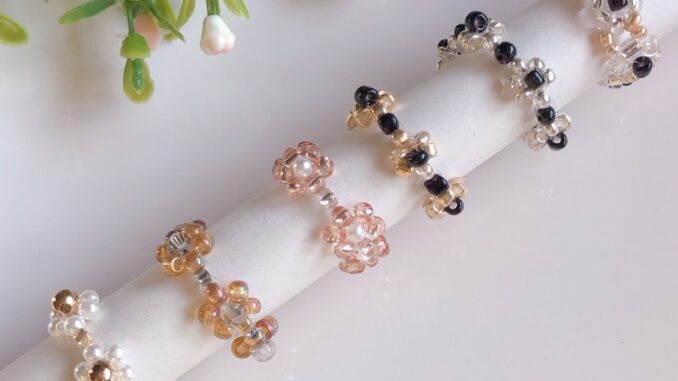 Pantheadesign แหวนลูกปัดดอกไม้ โทนสีพิเศษ สวยหรู ดูแพง