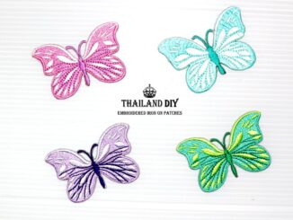 ราคาพิเศษ   เซท ชุด4ชิ้น ตัวรีดผีเสื้อ งานปักอย่างดี สีสดใส สวย น่ารัก 4สี WOP DIY เหมาะสำหรับตกแต่งเสื้อ กระเป๋า