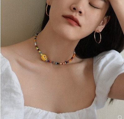 สร้อยคอลูกปัด รูปหน้ายิ้ม น่ารัก smile สไตล์เดียวกับลิซ่าใส่ งานทำมือ ดีไซนใหม่ แฟชั่นเกาหลี เครื่องประดับN99/N60/N157 สร้อยคอลูกปัด รูปหน้ายิ้ม น่ารัก smile สไตล์เดียวกับลิซ่าใส่ งานทำมือ ดีไซนใหม่ แฟชั่นเกาหลี เครื่องประดับN99/N60/N157