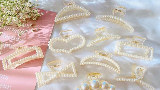 พร้อมส่งจากไทย  กิ๊บมุก กิ๊บติดผมมุห เพชร สไตล์เกาหลี หนีบผมมุก  งานลายแบรนด์