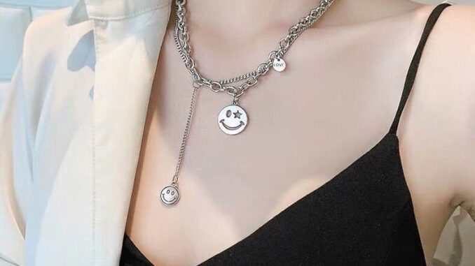สร้อยคอ รูปหน้ายิ้ม สไตล์ฮิปฮอป เครื่องประดับ N65