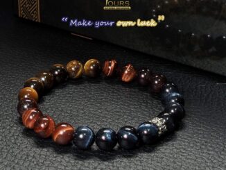 กำไลหิน " ไทเกอร์อาย 3 สี " หรือ " สามทหารเสือ "  ขนาด 8-9 มิล / หินตาเสือ หินนำโชค หินมงคล หินเสริมดวง สร้อยข้อมือหิน