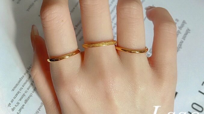 3 ชิ้น/เซ็ตแหวนผู้หญิงสตรีสแตนเลสเรียบง่ายชุบทอง 18k เครื่องประดับอุปกรณ์เสริม