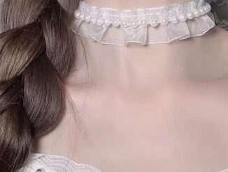 สร้อยคอโชคเกอร์ ประดับไข่มุก สีขาว แต่งลูกไม้ สไตล์วินเทจ