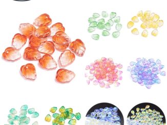 Beadthoven ใบแก้วใสสองเสียงสีส้มเข้ม 13.5X10.5X3.5 มม. 10 ชิ้น: 1.2 มม.