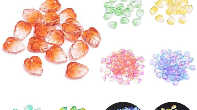 Beadthoven ใบแก้วใสสองเสียงสีส้มเข้ม 13.5X10.5X3.5 มม. 10 ชิ้น: 1.2 มม.