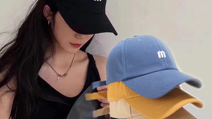 หมวกเบสบอลปักลายตัวอักษร M สไตล์วินเทจแฟชั่น Unisex