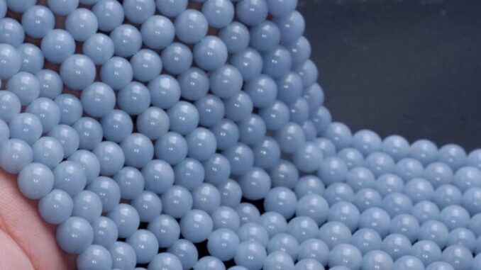 Natural Angelite Stone Beads Strand  6 mm 8mm Round Bead 42 cm long strand available