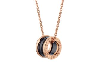ใหม่ B.zero1 สร้อยคอ พร้อมจี้เซรามิค สีโรสโกลด์ 18 Kt พร้อมจี้ สีดํา 2022