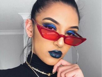แว่นตากันแดดสําหรับสตรี ทรง Cat Eye กรอบเล็ก สีดํา