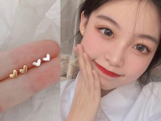 Roselife [1 คู่] S925 ต่างหูสตั๊ดจี้รูปหัวใจป้องกันการแพ้เครื่องประดับสําหรับนักเรียน
