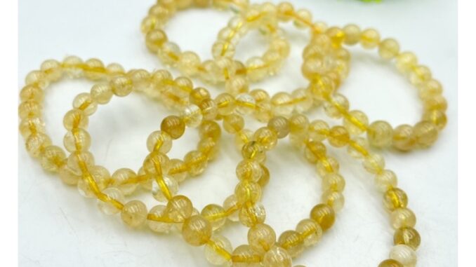 Natural Citrine Round Beaded Bracelet for men and women Yellow Citrine Quartz Bracelet available in 6 mm 8mm 10mm