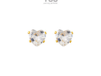 NooYoo ต่างหูสำหรับผิวแพ้ง่าย Cubic Zirconia 5x5 mm Heart