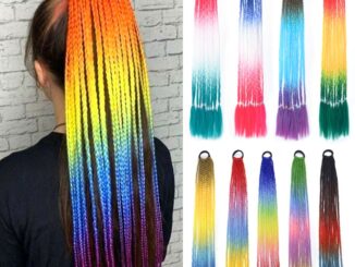 วิกผมหางม้าถัก พร้อมยางรัดผม แบบยืดหยุ่น สีรุ้ง สําหรับเด็กผู้หญิง ขนาด 24 นิ้ว