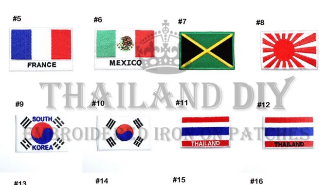 ตัวรีดติดเสื้อ งานปัก ธงชาติติดเสื้อ ธงชาติ นานาชาติ ประเทศ Country Flag Patch WOP DIY ตัวรีด อาร์มติดเสื้อ กระเป๋า หมวก