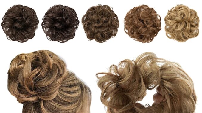 ต่อผมซาลาเปา ผมหยิกยุ่ง ยืดหยุ่น ผม Scrunchies แฮร์พีซสังเคราะห์ Chignon โดนัท อัพโด้ แฮร์พีช สําหรับผู้หญิง เด็กผู้หญิง