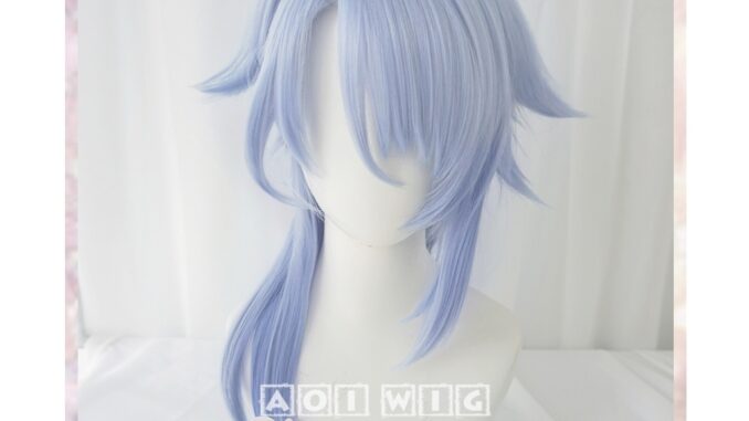 AOI Genshin Impact Kamisato Ayato Cosplay Wig 50cm Long Gradient Hair Heat Resistant Anime Party Wigs