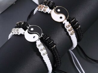 Xinyia1 สร้อยข้อมือเชือกถัก โลหะผสม สไตล์ไทเก็ก