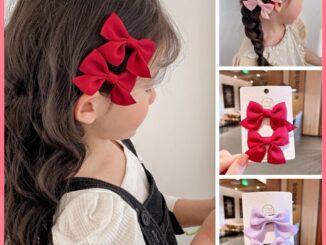 กิ๊บติดผม ประดับโบว์น่ารัก สีพื้น สไตล์เกาหลี สําหรับเด็กผู้หญิง จํานวน 2 ชิ้น