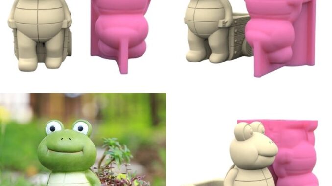 แม่พิมพ์ซิลิโคนเรซิ่น อีพ็อกซี่ รูปกบน่ารัก สําหรับทํากระถางดอกไม้ DIY