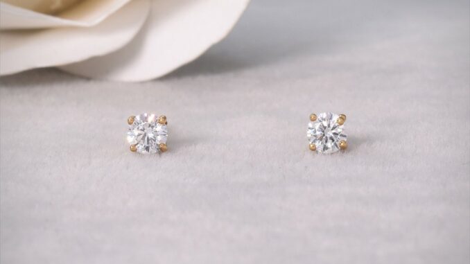 ต่างหูแป้น คริสตัลกลม ขนาด 4 มิล สีทอง ตุ้มหู เครื่องประดับ ER0582 ValueJewelry