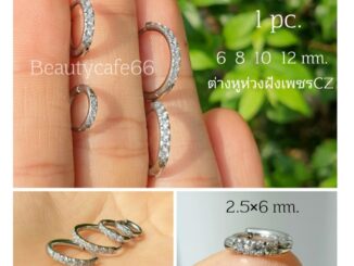 ST007 (1 ข้าง) ต่างหูห่วงล็อค ฝังเพชรละเอียด (ุ6