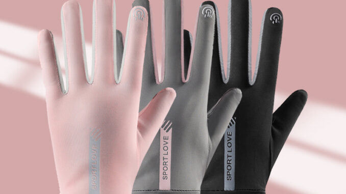 [ส่งจากไทย ] ถุงมือป้องกันแสงUV ผ้าไหมน้ำแข็ง สัมผัสหน้าจอมือถือได้ขณะสวมใส่ สำหรับผู้หญิง