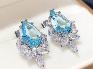 LALA.ต่างหูเพทาย รูปหยดน้ํา ประดับเพชร สีชมพู สําหรับผู้หญิง