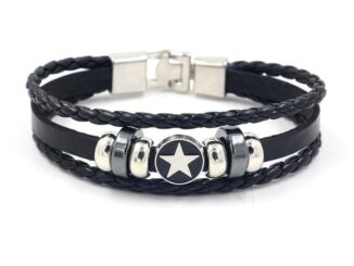 [Z H Jewelry] วินเทจ ร็อคสตาร์ หมุดย้ํา หนัง สร้อยข้อมือ ผู้ชายและผู้หญิง แฟชั่น สเตนเลส หลายชั้น ลูกปัด PU สร้อยข้อมือ พังก์ ปาร์ตี้ เครื่องประดับ อุปกรณ์เสริม
