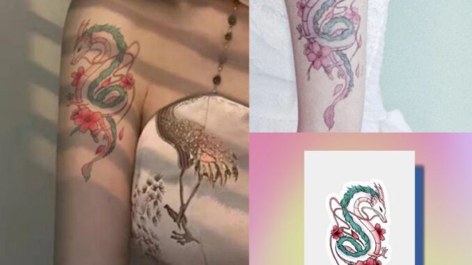 สติกเกอร์รอยสักชั่วคราว ลายมังกร เซ็กซี่ กันน้ํา สีสันสดใส 7 วัน