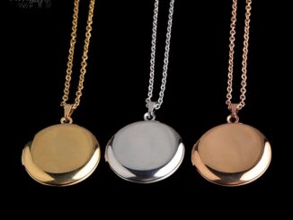 Hwetr ใหม่ สร้อยคอสเตนเลส จี้ล็อกเก็ต ทรงกลม 3 สี