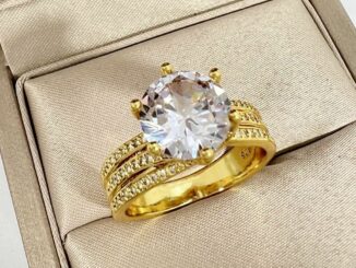 แหวน ประดับเพชร เพทาย ทรงหลวม ขนาดใหญ่ สไตล์คลาสสิก