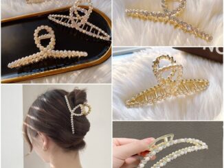 กิ๊บหนีบผม ตัวใหญ่ 11.5 ซ.ม. โลหะแข็งแรง สีทอง ประดับมุก/เพชร งานสวย