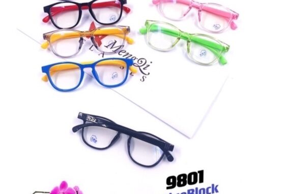 แว่นตากรองแสงเลนส์บลูบล็อกเด็ก สีสันสดใสกรอบทรงแฟชั่น รหัส9801