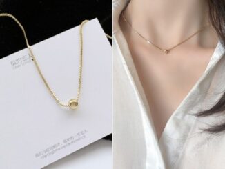 สร้อยคอโซ่สั้น จี้ถั่วทอง ระดับไฮเอนด์ สไตล์ฝรั่งเศส ติดทนนาน