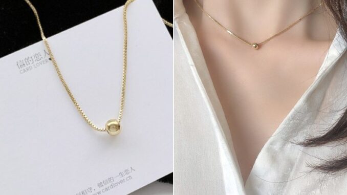 สร้อยคอโซ่สั้น จี้ถั่วทอง ระดับไฮเอนด์ สไตล์ฝรั่งเศส ติดทนนาน
