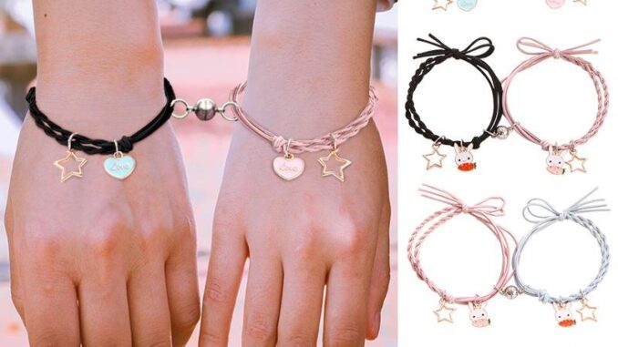 2 ชิ้น / เซต การ์ตูน แม่เหล็ก ดึงดูด สร้อยข้อมือ เสน่ห์ ปรับได้ คู่รัก สร้อยข้อมือ สําหรับเพื่อน คนรัก เครื่องประดับ แสดง ของขวัญ