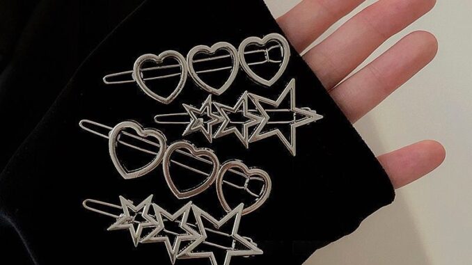 COD❤️พร้อมส่งกิ๊บติดผมสีเงินรูปดาวห้าแฉกลายหัวใจสไตล์ญี่ปุ่นน่ารักนักเรียนสำหรับผู้หญิงเครื่องประดับผม-a.one