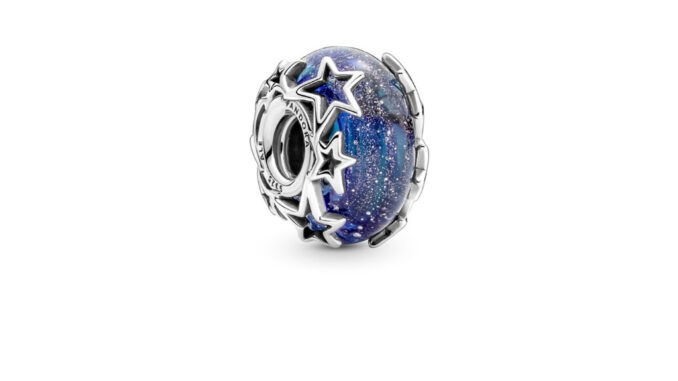 [พร้อมส่ง] New Pandora Galaxy Blue & Star Murano Charm