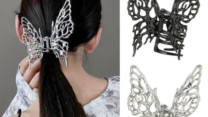 ღOKDEALSღ Hair Accessories Grab Clip Liquid Butterfly Hair Claws Hair Clip Women Fashion Geometric Metal Headband/Multicolor