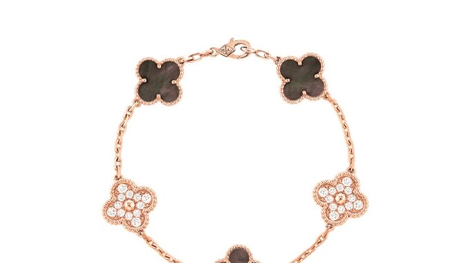 ของแท้ 100% Alhambra สร้อยข้อมือ ประดับเพชร ไข่มุก สี่ใบ นําโชค สีโรสโกลด์ สีเทา สําหรับแม่ และลูกสาว