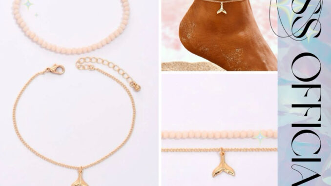 กำไลข้อเท้าลูกปัด กำไลข้อเท้าจี้หางปลา set 2 ชิ้น “สีทอง” พร้อมส่ง! (#P11) กำไลข้อเท้าลูกปัด กำไลข้อเท้าจี้หางปลา set 2 ชิ้น “สีทอง” พร้อมส่ง! (#P11)