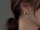 เครื่องประดับ ต่างหูห่วง รูปดาว สีเงิน สไตล์มินิมอล สําหรับผู้ชาย และผู้หญิง