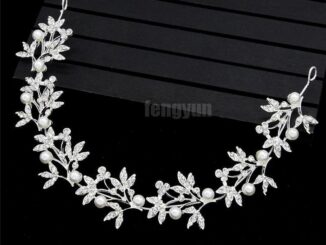 ★ที่คาดผม ประดับไข่มุกคริสตัล สีเงิน สําหรับเจ้าสาว งานแต่งงาน