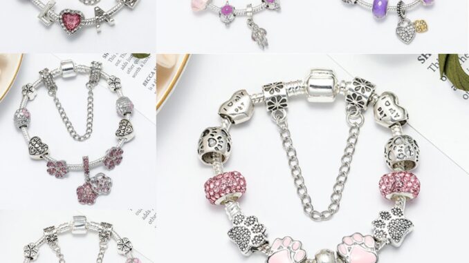 Dinglly สร้อยข้อมือ ประดับลูกปัด สีชมพู ลายดอกไม้ แมลงเต่าทอง หัวใจ สีเงิน สําหรับผู้หญิง DIY Dinglly สร้อยข้อมือ ประดับลูกปัด สีชมพู ลายดอกไม้ แมลงเต่าทอง หัวใจ สีเงิน สําหรับผู้หญิง DIY