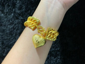 สร้อยข้อลายมือเลสก้างปลาจี้ใจ 5 บาท (ข419) ขนาด 6 - 8 นิ้ว