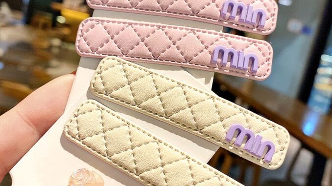 กิ๊บติดผม หนัง PU ลายตัวอักษร MIN สีม่วง สไตล์เกาหลี แฟชั่น สําหรับนักเรียนหญิง Y2K